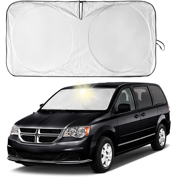 for Dodge Caravan 2006-2024 Front Windshield Sun Shade Sunshade-for Dodge Promaster 2014-2023 Windshield Cover, for Grand Caravan 2022 Reflective Protector Sun Visor Car Accessories(63" X 39.4")