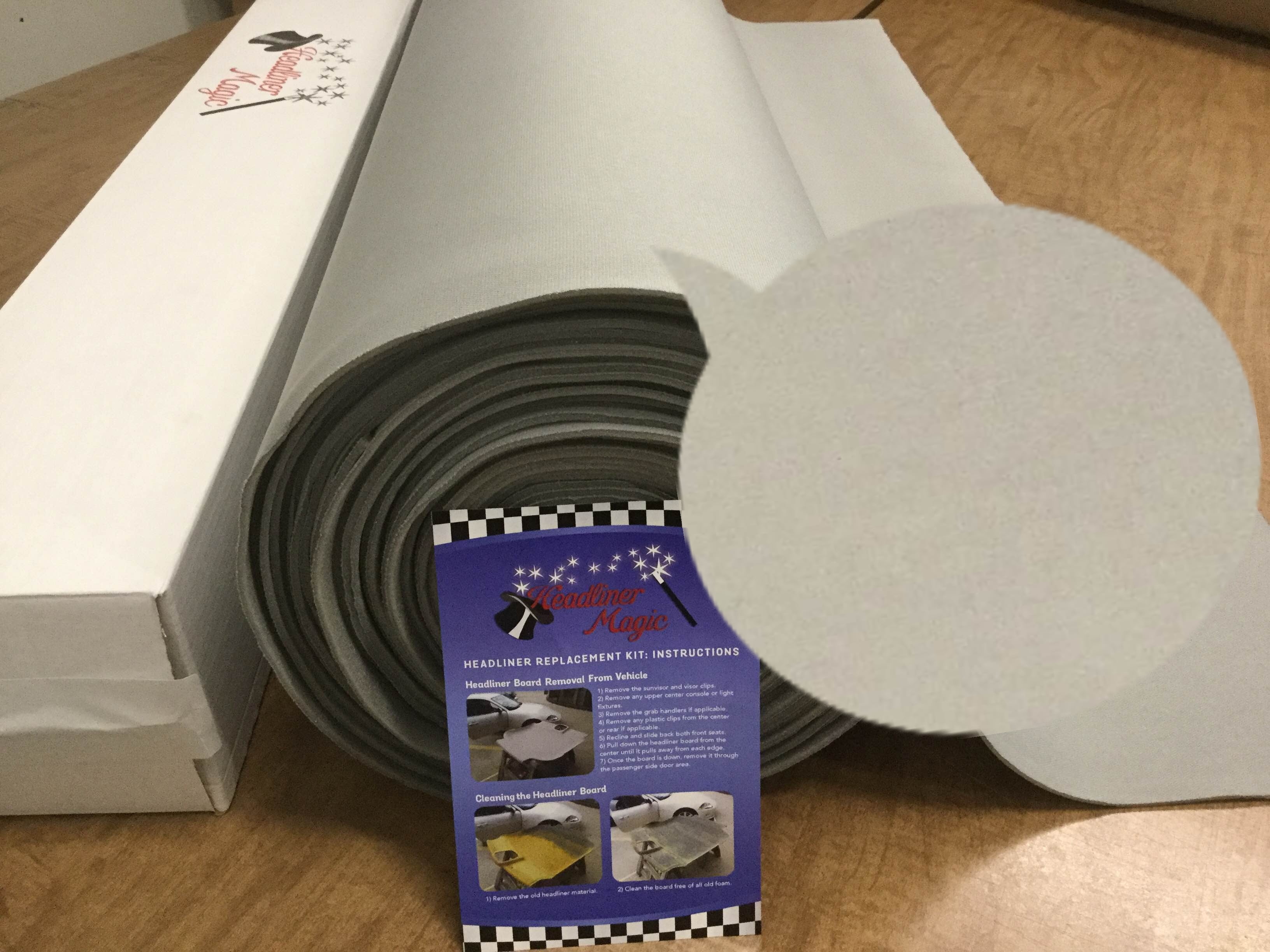 "Dodge Caravan Automotive Upholstery Repair Lt Gray Replacement Headliner Ceiling Fabric with 3