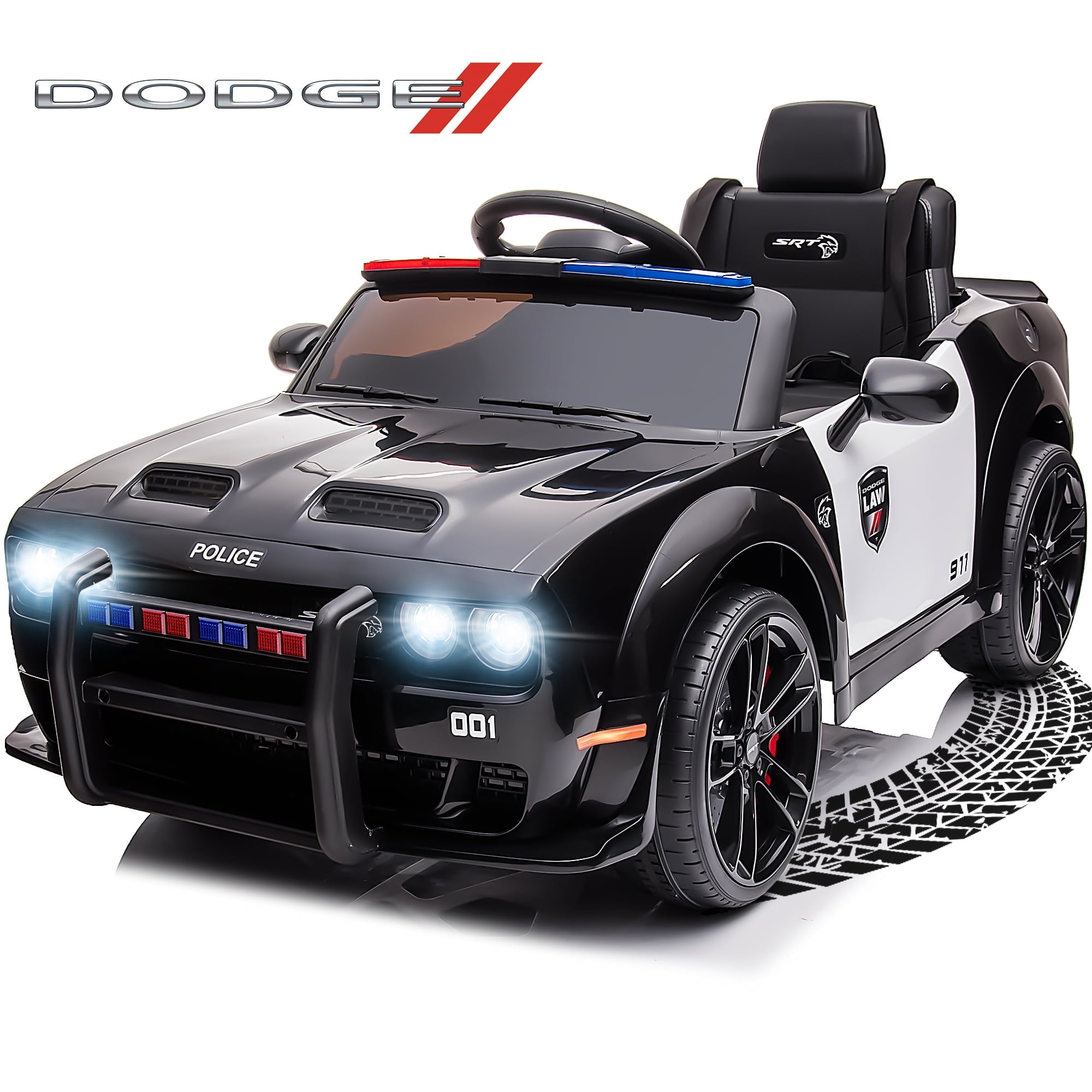 ミニカー Dodge Police Car Ride-On Toy Dodge Challenger 12V Electric Wheels Fast Drive Ride On Car, SRT