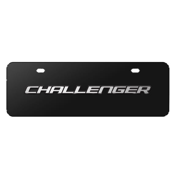 Dodge Challenger 3D Logo 12" x 4.25" European Look Black Half-Size Stainless Steel License Plate