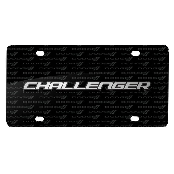 Dodge Challenger 3D Logo on Logo Pattern Black Aluminum License Plate