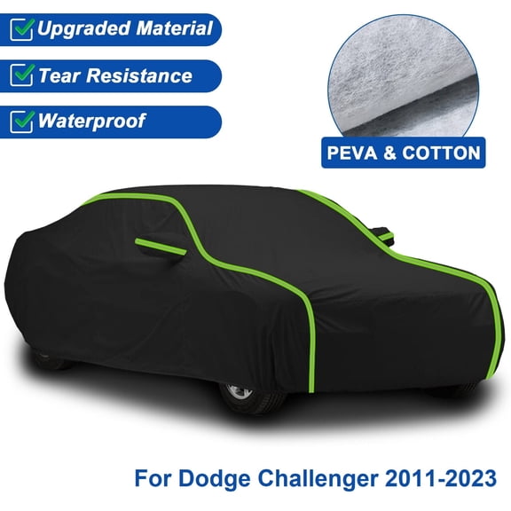 Dodge Challenger Black, PEVA+Cotton, 2011-2023 Car Cover, 198.82 x 76.78 x 51.18 Inches
