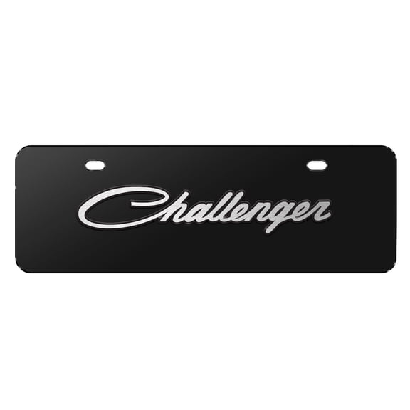 Dodge Challenger Classic 3D Logo 12" x 4.25" European Look Black Half-Size Stainless Steel License Plate