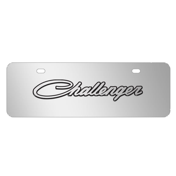 Dodge Challenger Classic 3D Logo 12" x 4.25" European Look Chrome Half-Size Stainless Steel License Plate