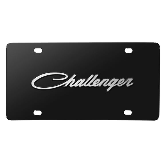 Dodge Challenger Classic 3D Logo on Black Stainless Steel License Plate