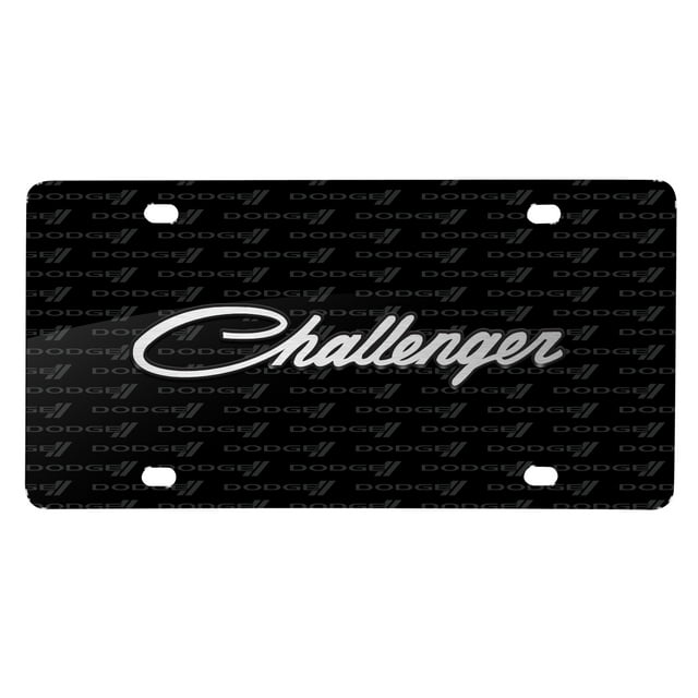 Dodge Challenger Classic 3D Logo on Logo Pattern Black Aluminum License Plate