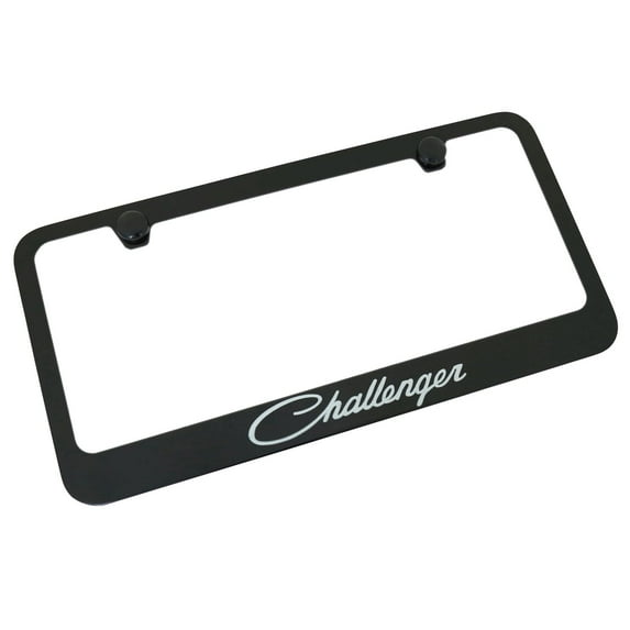 Dodge Challenger Classic Logo Black Metal License Plate Frame