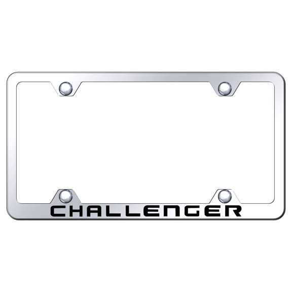Dodge Challenger Laser Etched Logo Wide Body License Plate Frame (Chrome)
