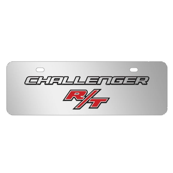 Dodge Challenger R/T 3D Logo 12" x 4.25" European Look Chrome Half-Size Stainless Steel License Plate