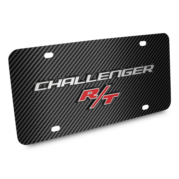 Dodge Challenger R/T 3D Logo Black Carbon Fiber Patten Steel License Plate