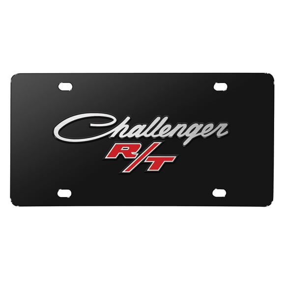Dodge Challenger R/T Classic 3D Logo on Black Stainless Steel License Plate