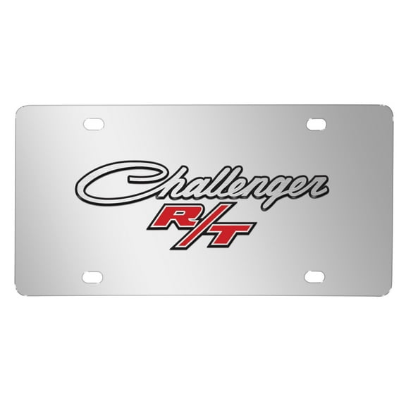 Dodge Challenger R/T Classic 3D Logo on Chrome Stainless Steel License Plate
