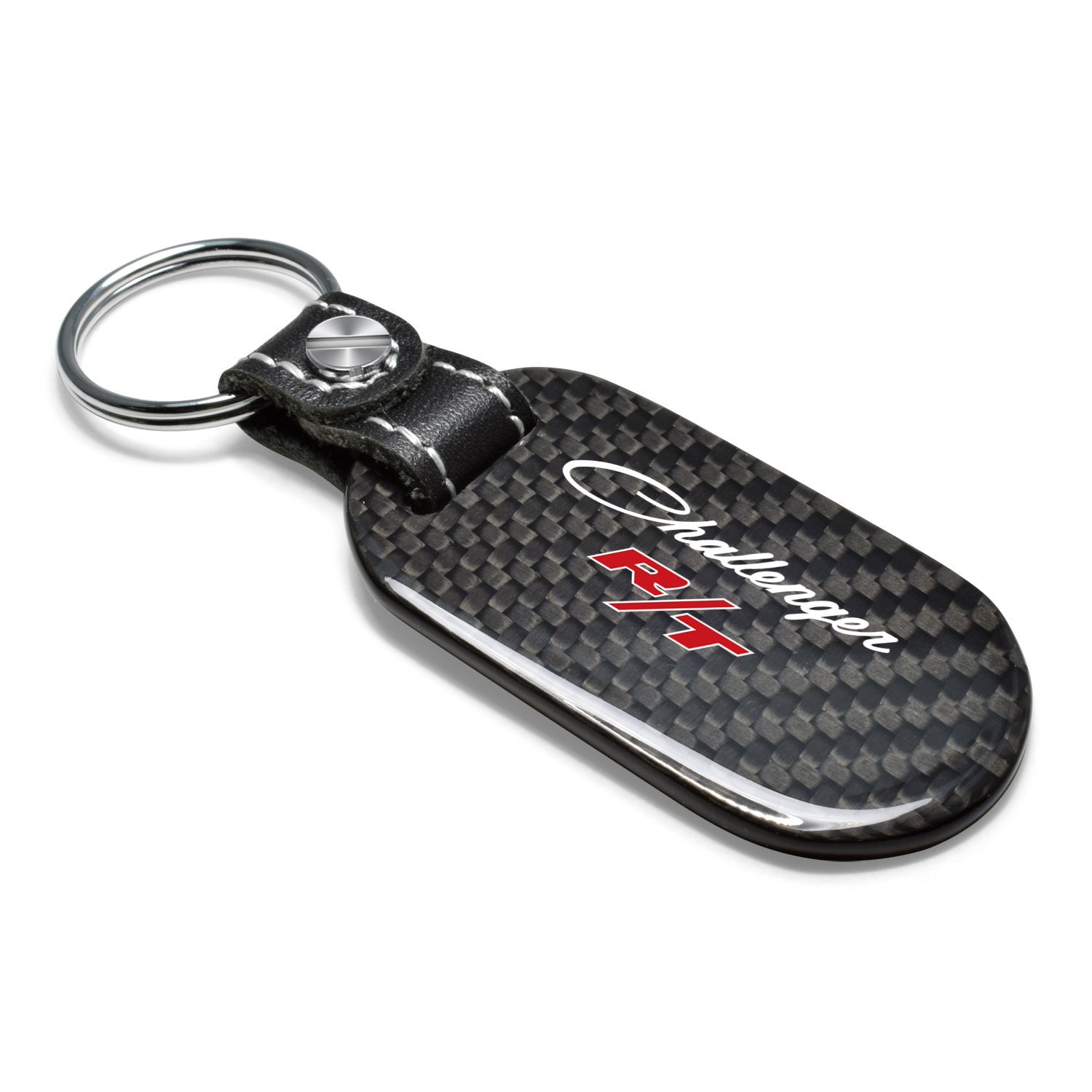 Dodge Challenger R/T Classic Real Carbon Fiber 3 mm Thick Tag Style Key Chain