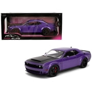 Dodge Challenger SRT Demon w/Display Base, Purple/Black - Jada Toys 36473 - 1/18 Scale Diecast Model Car