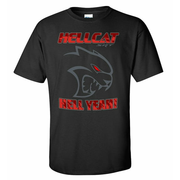 Dodge Challenger SRT Hellcat Black Cotton T-Shirt - Large
