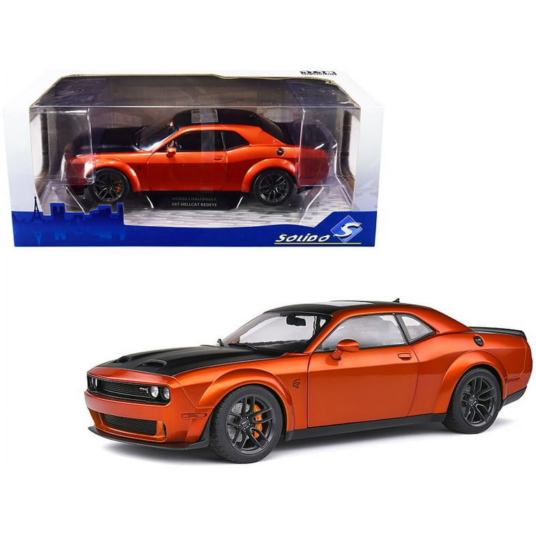 Dodge Challenger SRT Hellcat Redeye Widebody with Sunroof Orange and Black  1/18 Diecast Model Car by Solido