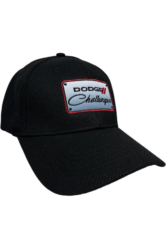 Dodge Challenger Stretch Fit Patch Hat - Embroidered Fitted Cap - Officially Licensed by Dodge Black