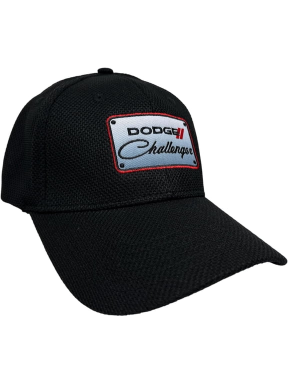 Dodge Challenger Stretch Fit Patch Hat - Embroidered Fitted Cap - Officially Licensed by Dodge Black