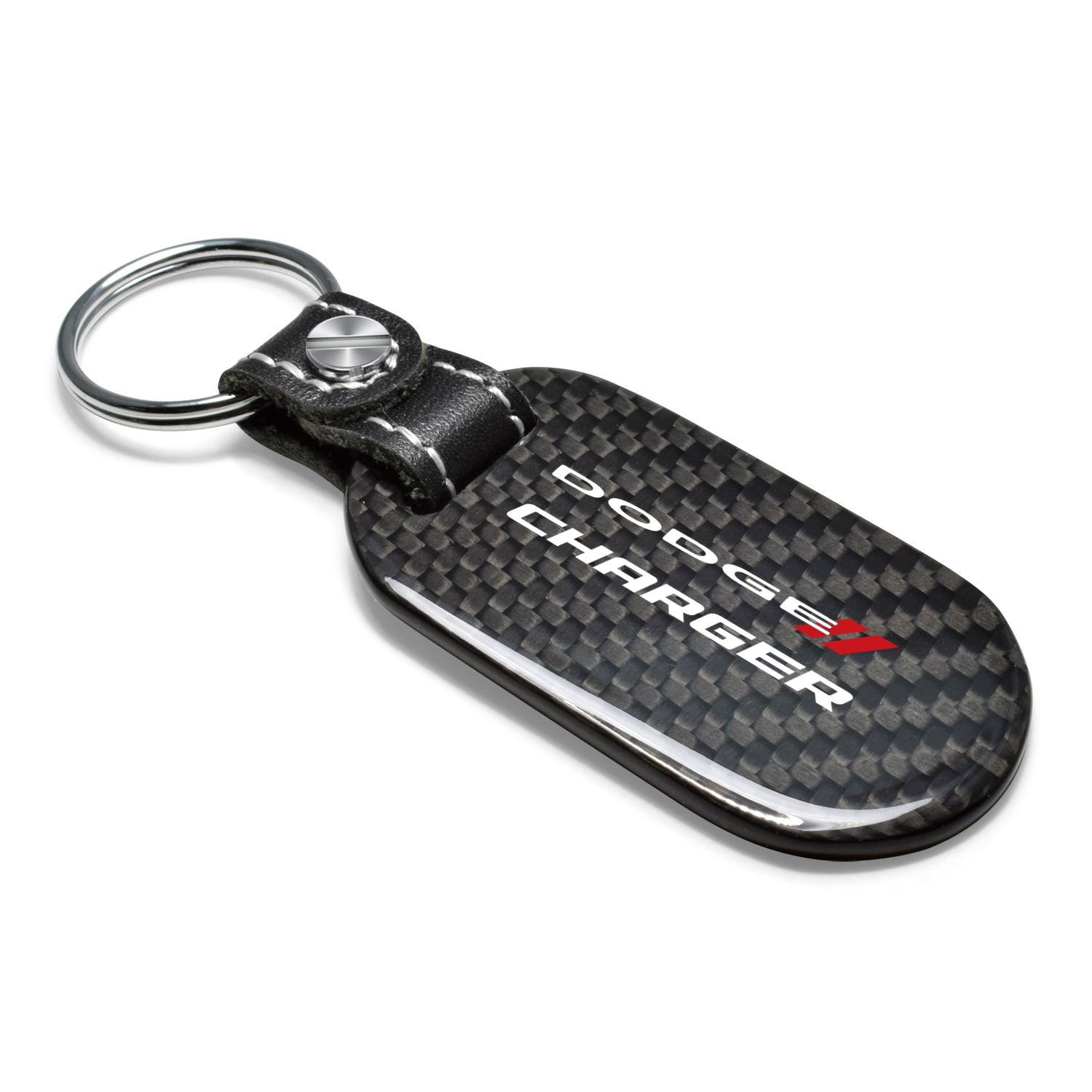 Dodge Charger 100% Real Carbon Fiber 3 mm Thick Tag Style Key Chain Keychain