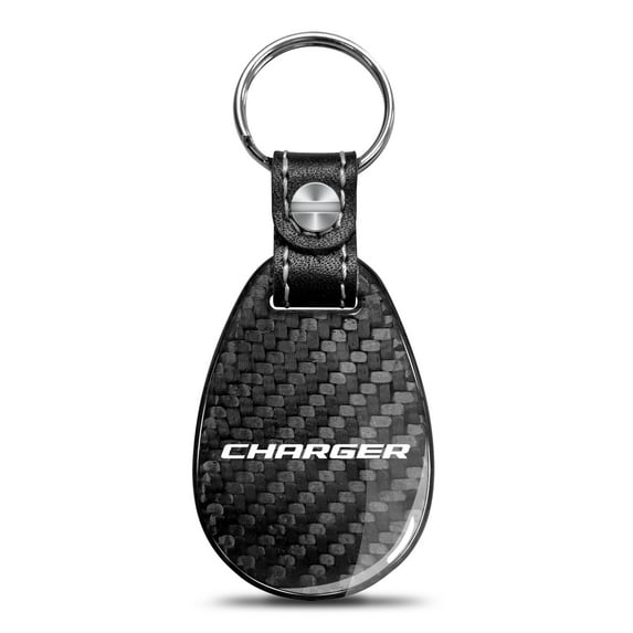 Dodge Charger Black 100% Real Carbon Fiber Large Tear-Drop Key Chain
