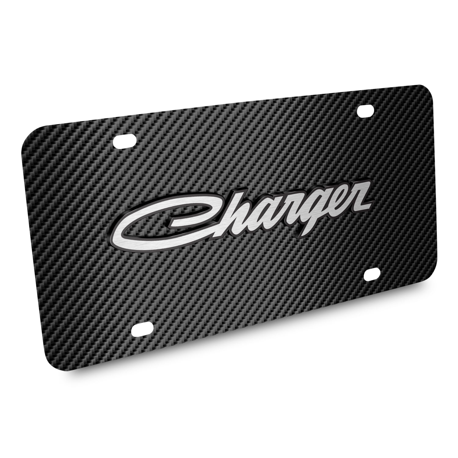 Dodge Charger Classic 3D Logo Black Carbon Fiber Patten Steel License ...