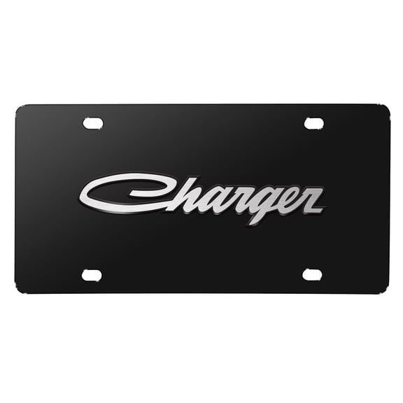 Dodge Charger Classic 3D Logo on Black Stainless Steel License Plate