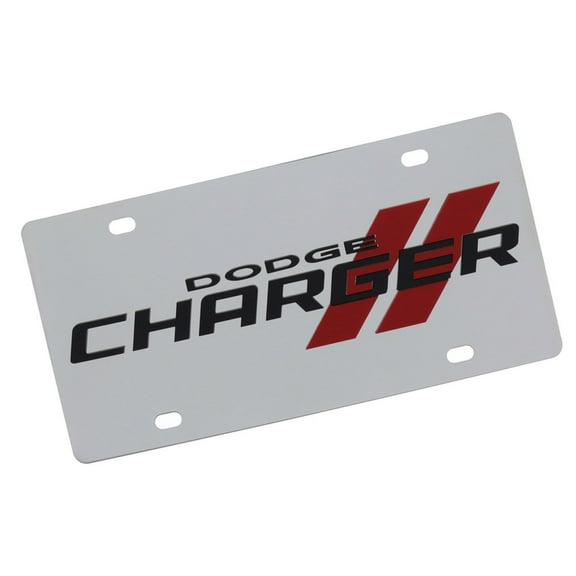 Dodge Charger Dual Logo License Plate (Chrome)