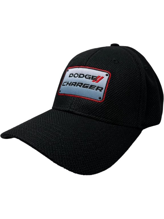 Dodge Charger Flexfit Patch Hat - Embroidered Fitted Cap - Officially Licensed by Dodge Black