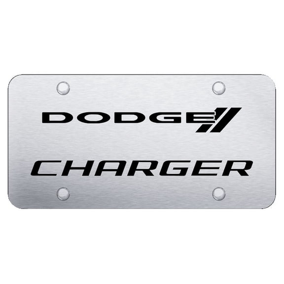 Dodge Charger Laser Etched Logo License Plate (Brushed Chrome)