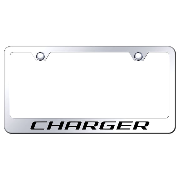 Dodge Charger Laser Etched Logo Stainless Steel License Plate Frame (Chrome)