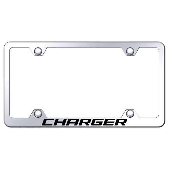 Dodge Charger Laser Etched Logo Wide Body License Plate Frame (Chrome)