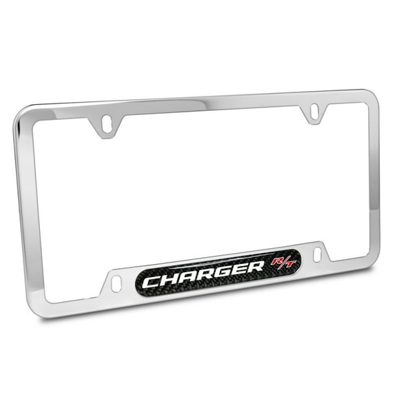 Dodge Charger R/T Carbon Fiber Nameplate Chrome Stainless Steel License Frame