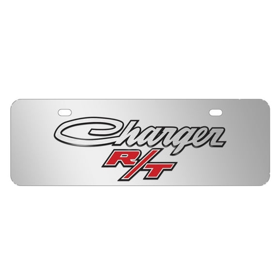 Dodge Charger R/T Classic 3D Logo 12" x 4.25" European Look Chrome Half-Size Stainless Steel License Plate