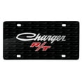 thumbnail image 1 of Dodge Charger R/T Classic 3D Logo on Logo Pattern Black Aluminum License Plate, 1 of 6