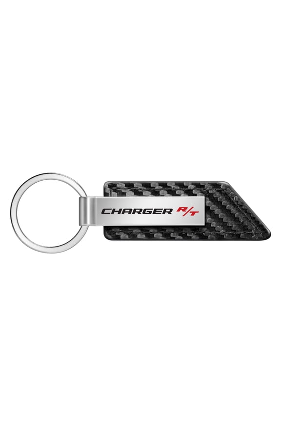Dodge Charger R/T Classic Carbon Fiber Texture Black PU Leather Strap Key Chain