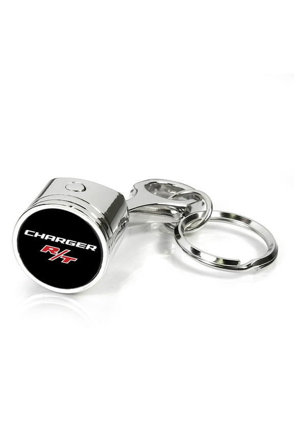 Dodge Charger R/T Piston Style Chrome Metal Key Chain Keychain