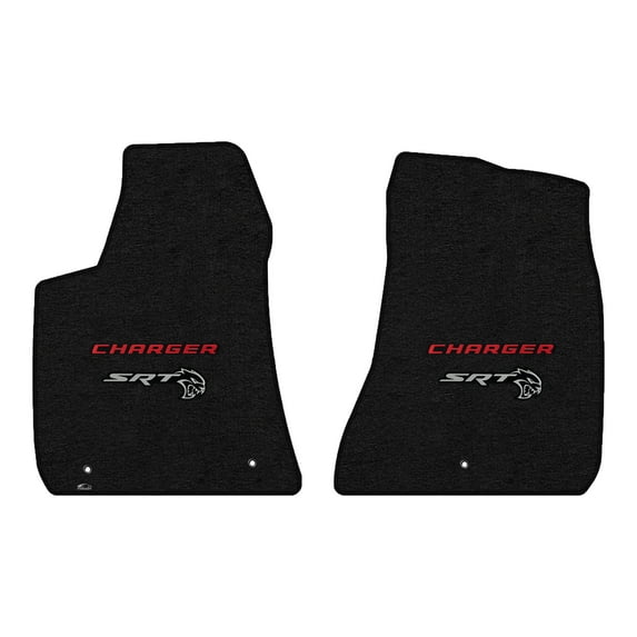 Lloyd Mats LogoMat Custom-Fit 2PC Carpet Floor Mats for 2015-2023 Dodge Charger RWD, Charcoal