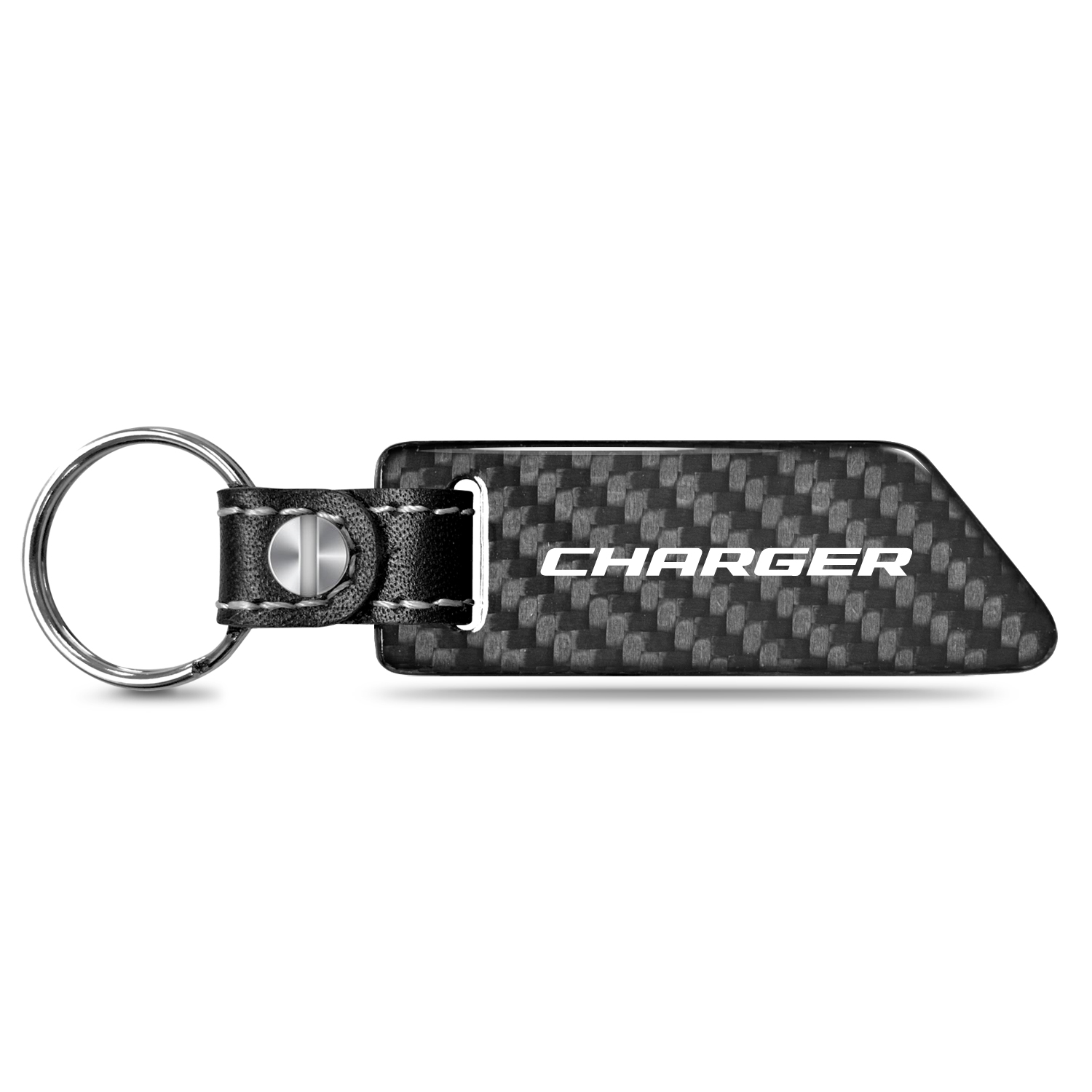 Dodge Charger Real Carbon Fiber Blade Style with Black Leather Strap Key Chain