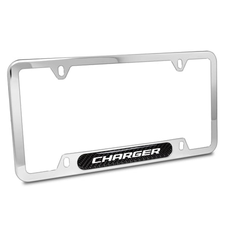Dodge Charger Real Carbon Fiber Nameplate Chrome Stainless Steel License Frame