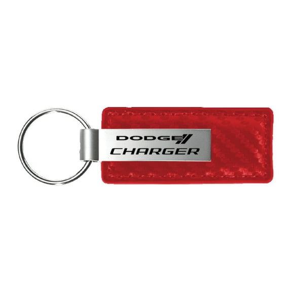 Dodge Charger Carbon Fiber Leather Key Chain (Red)
