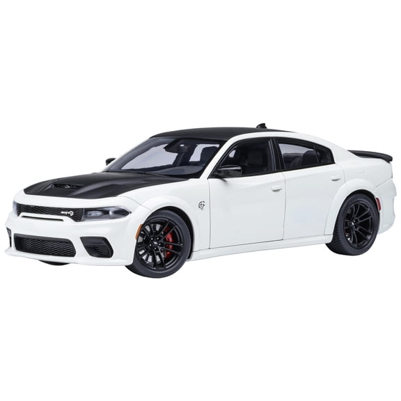 Dodge Charger SRT Hellcat Redeye Knuckle White with Matt Black Hood and Top 1/18 Car Model by Autoart