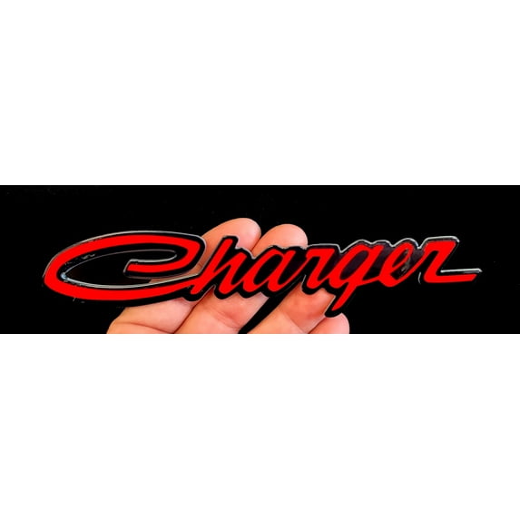Dodge Charger Script Steel Sign - Red
