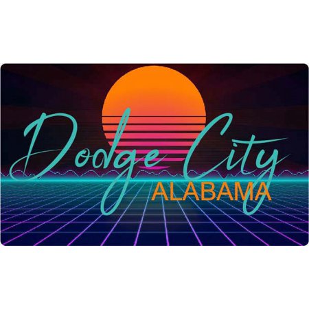 Dodge City Alabama 4 X 2.25-Inch Vinyl Decal Stiker Retro Neon Design
