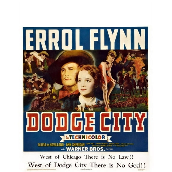Dodge City Center From Left: Errol Flynn Olivia De Havilland 1939 Movie Poster Masterprint (11 x 17)