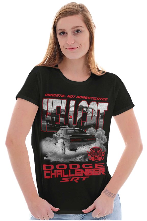 Dodge Domestic Not Domesticated Car Womens Slim Fit Graphic Tee Brisco Brands S