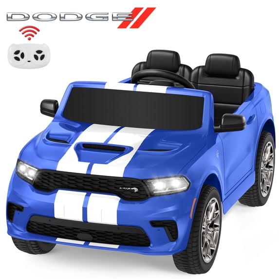 Dodge Kids Electric Ride-On Car, 12V Licensed Dodge Durango Electric Ride-On Toy with Parent Remote Control, Electric Car for Boys Ages 3–6, Features Music/LED Lights/Seat Belt, Blue