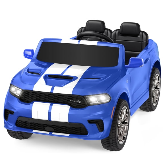 Dodge Electric Ride on Cars for Kids, 12V Licensed Dodge Durango Powered Ride on Toy with Parent Remote Control, Music Player, LED Lights, Safety Belt, Ages 3-6, Blue