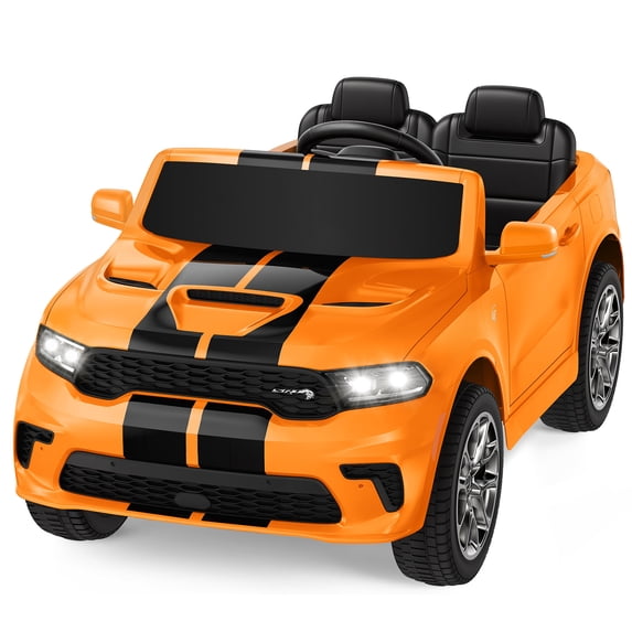 Dodge Electric Ride on Cars for Kids, 12V Licensed Dodge Durango Powered Ride on Toy with Parent Remote Control, Music Player, LED Lights, Safety Belt, Ages 3-6, Orange