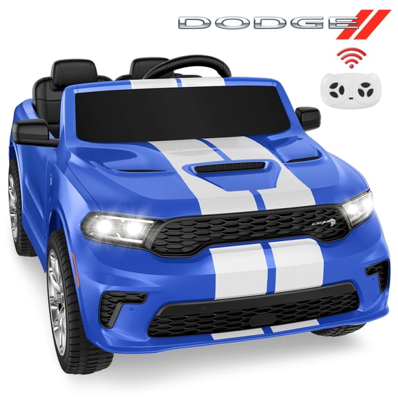 Dodge Electric Ride on Cars for Kids, 24V Licensed Dodge Durango Powered Ride on Toy with Parent Remote Control, Electric Car Vehicle for Boys 3-6 w/Music Player/LED Light/Safety Belt, Blue