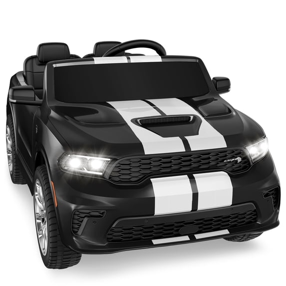 Dodge Electric Ride on Cars for Kids, 24V Licensed Dodge Durango Powered Ride on Toy with Parent Remote Control, Electric Car Vehicle for Boys 3-6 w/Music Player/LED Light/Safety Belt, Black